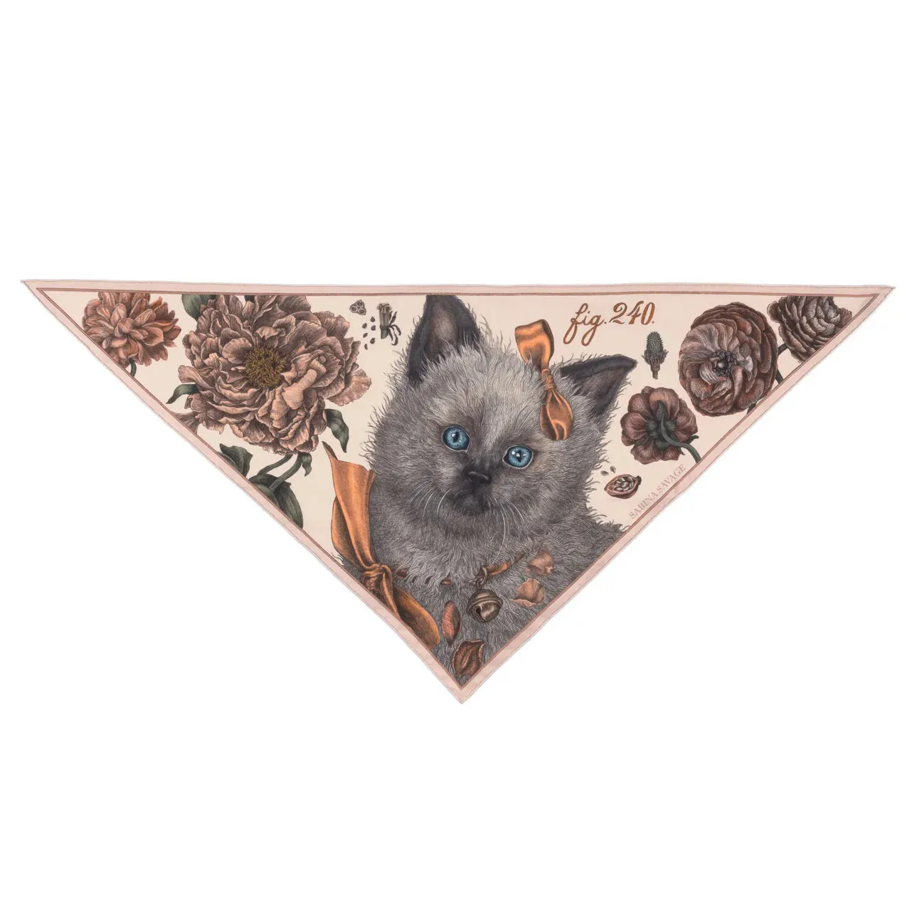 SABINA SAVAGE - RING A RING O' ROSES SILK TWILL TRIANGLE SCARF