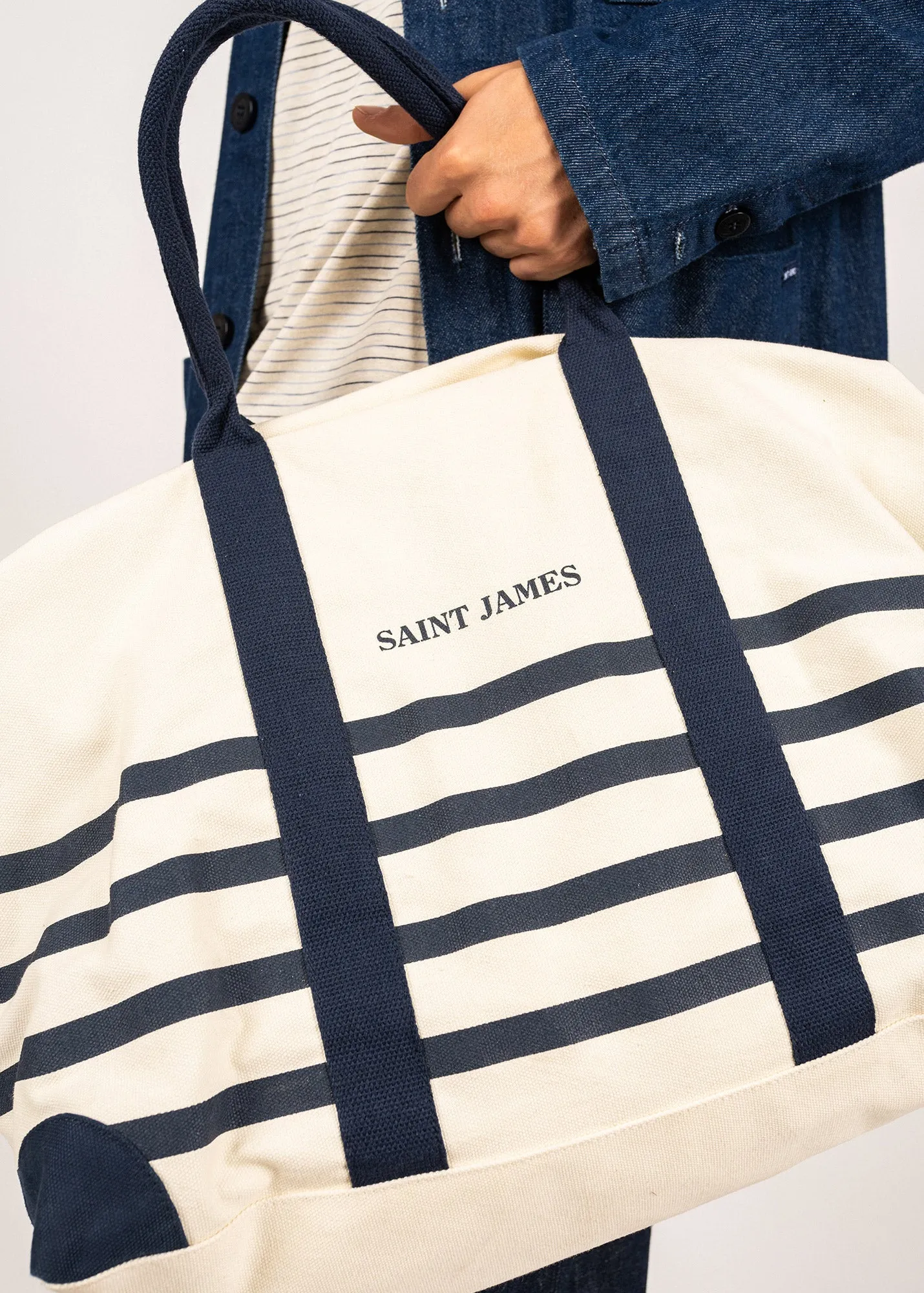 Sac de weekend ray - en coton (ECRU/MARINE)