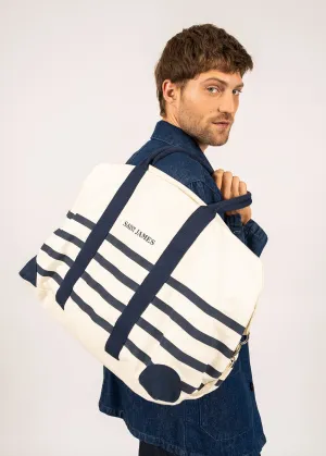 Sac de weekend ray - en coton (ECRU/MARINE)