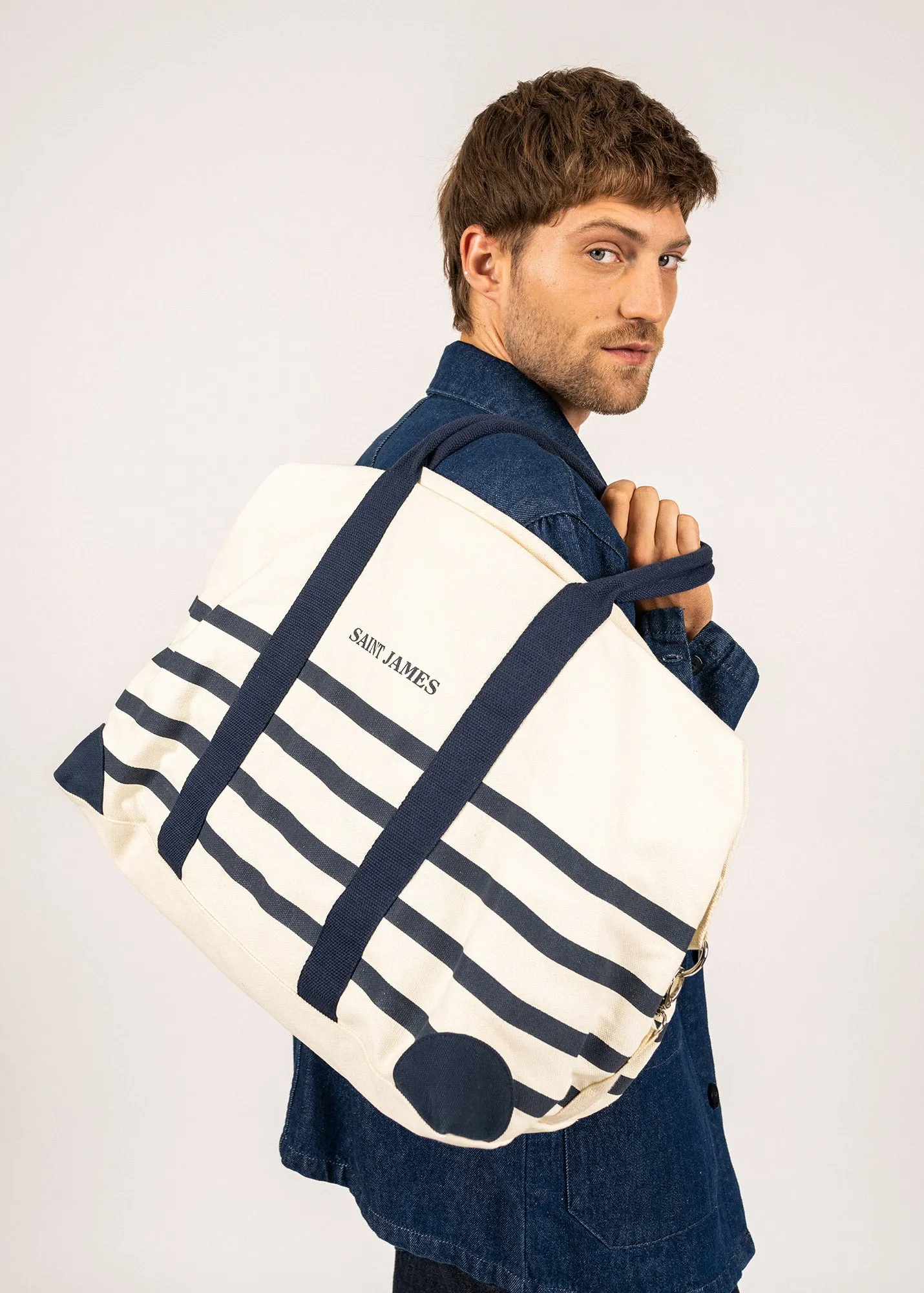 Sac de weekend ray - en coton (ECRU/MARINE)