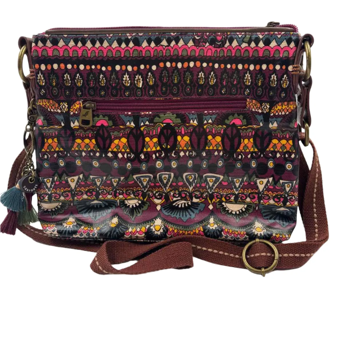 SAKROOTS Maroon & Multi Crossbody Purse