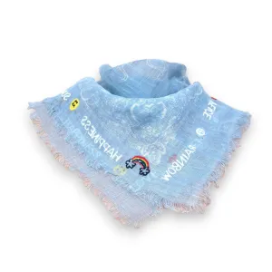 SMALL LINEN PAISLEY SCARF LIGHT BLUE 50X50