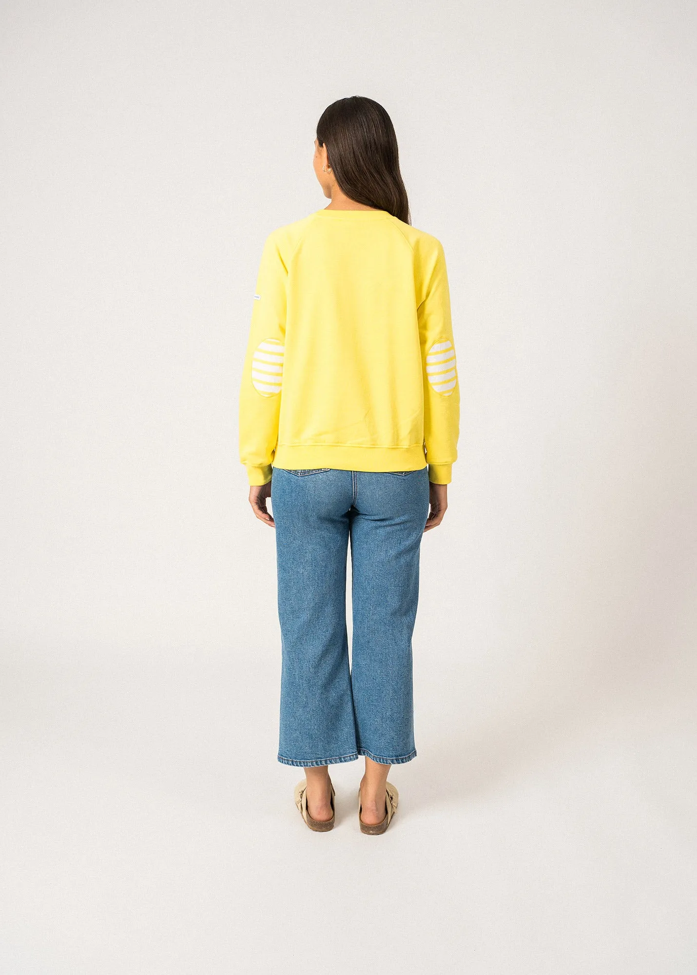 Sweat en coton Patsy -  coudires rayes (ACIDULE/BLANC/ACIDULE)