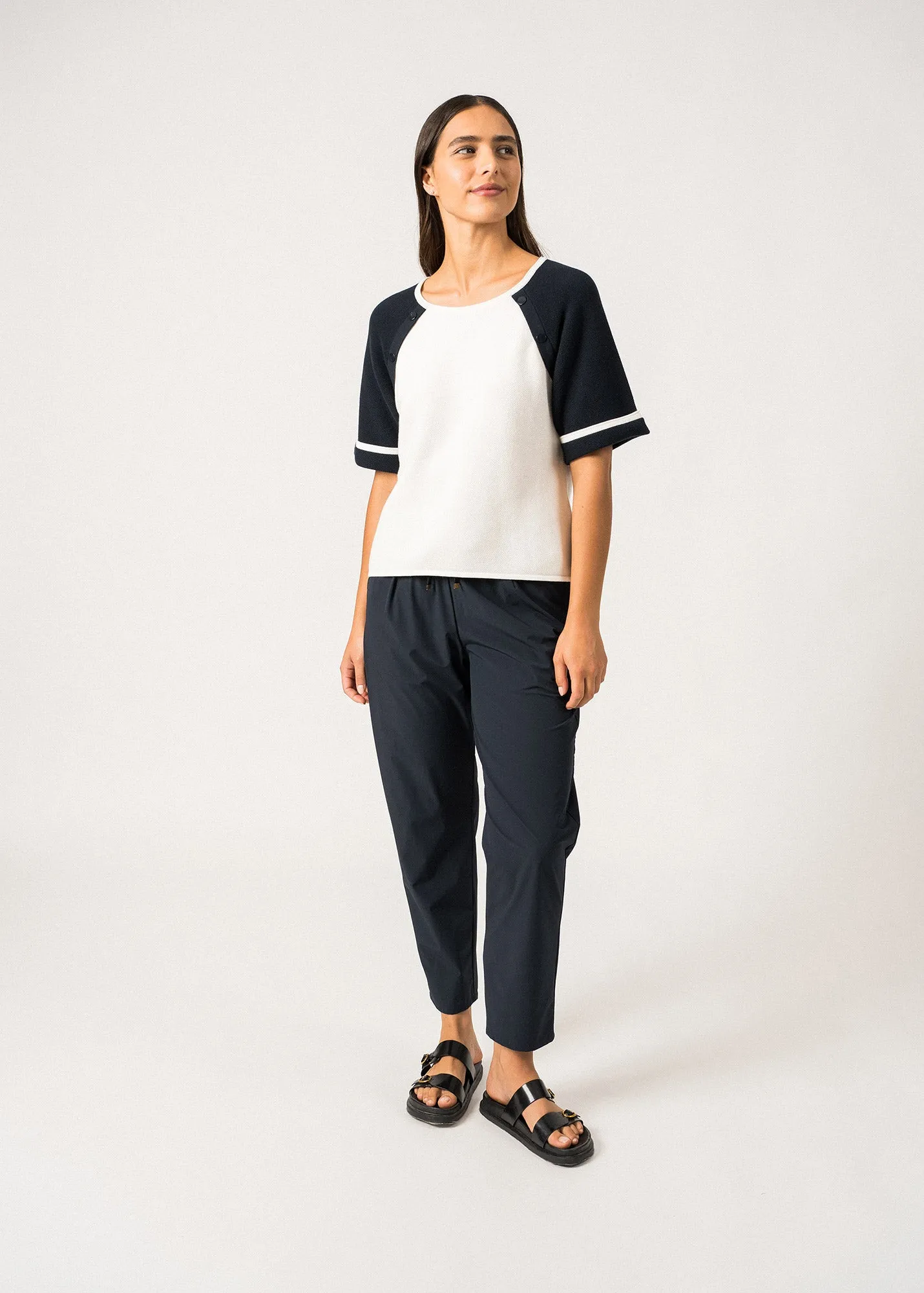 T-shirt en coton Traverse - SAINT JAMES x Isabelle Ballu (ECUME/MARINE)