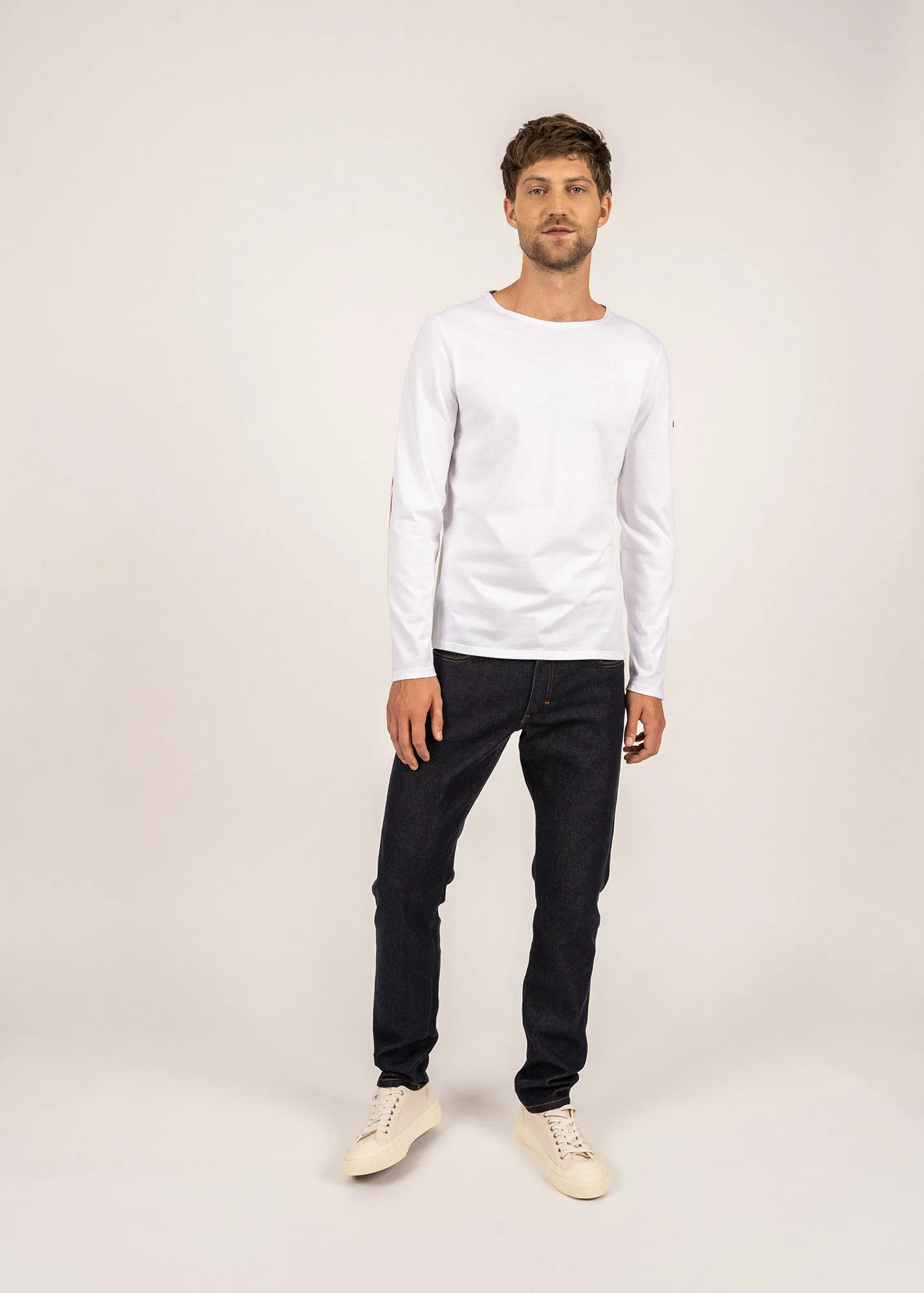 T-shirt manches longues  coudires rayes - SAINT JAMES x Elyse (NEIGE/NEIGE/MARINE/TULIPE)