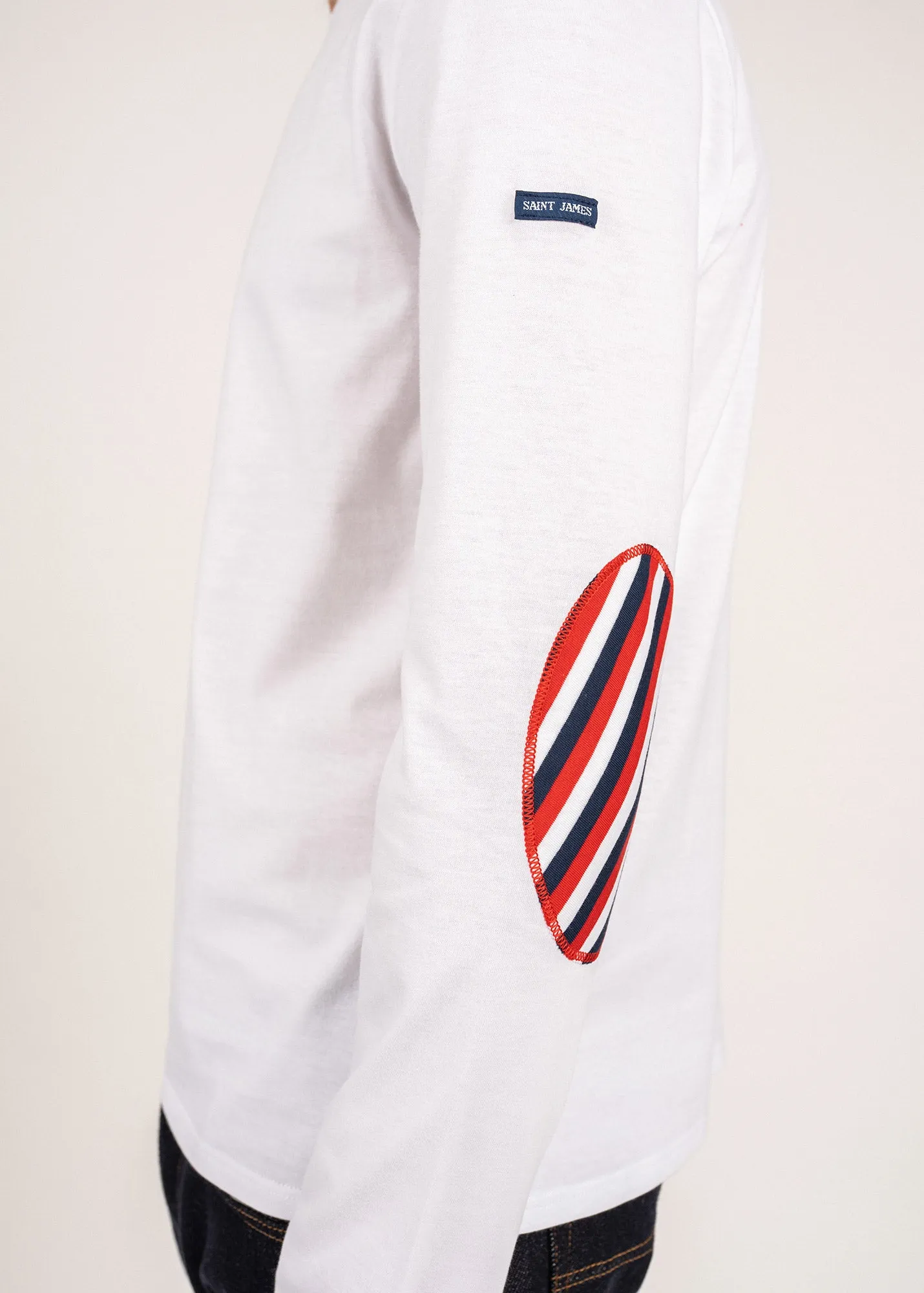 T-shirt manches longues  coudires rayes - SAINT JAMES x Elyse (NEIGE/NEIGE/MARINE/TULIPE)