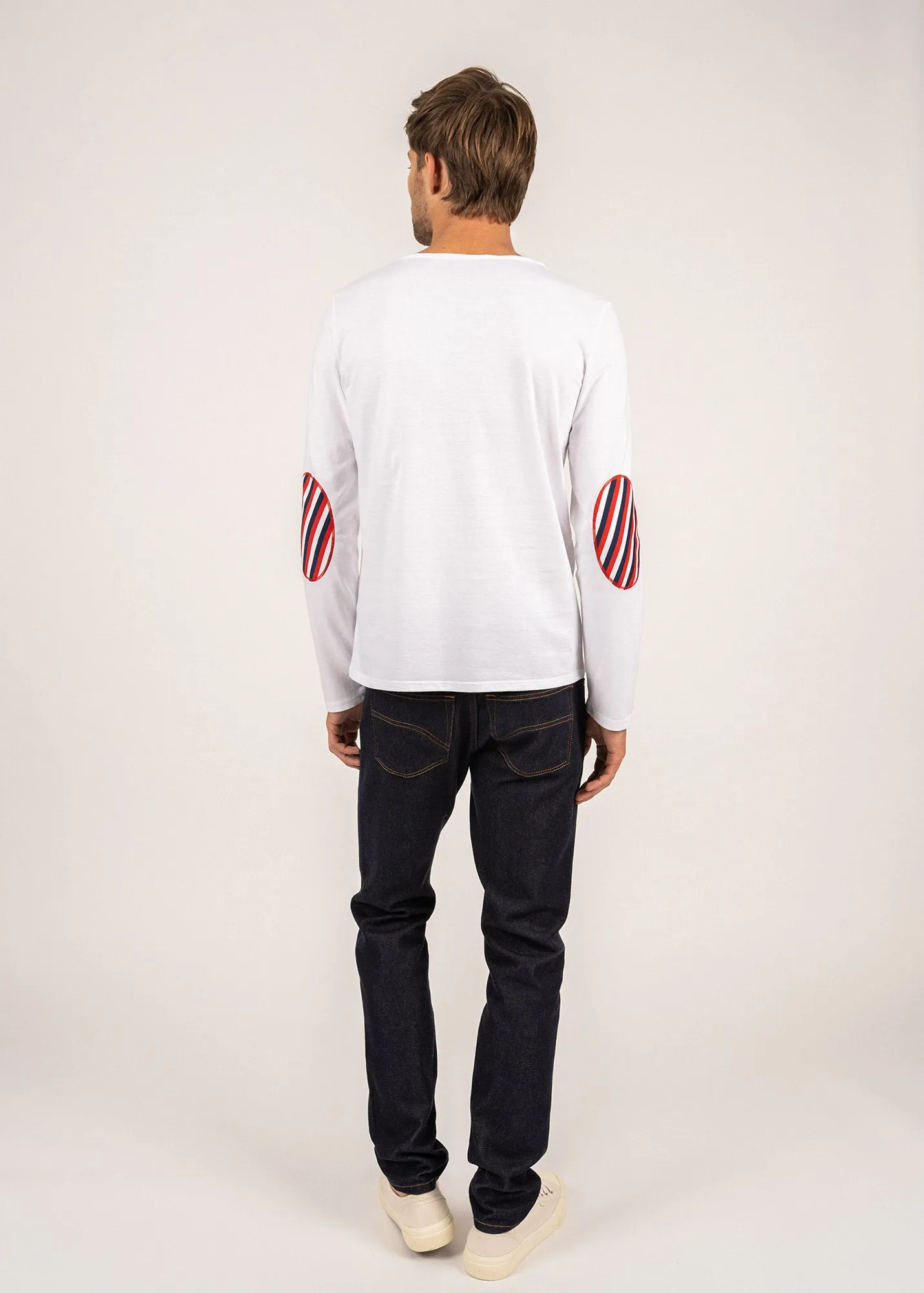 T-shirt manches longues  coudires rayes - SAINT JAMES x Elyse (NEIGE/NEIGE/MARINE/TULIPE)
