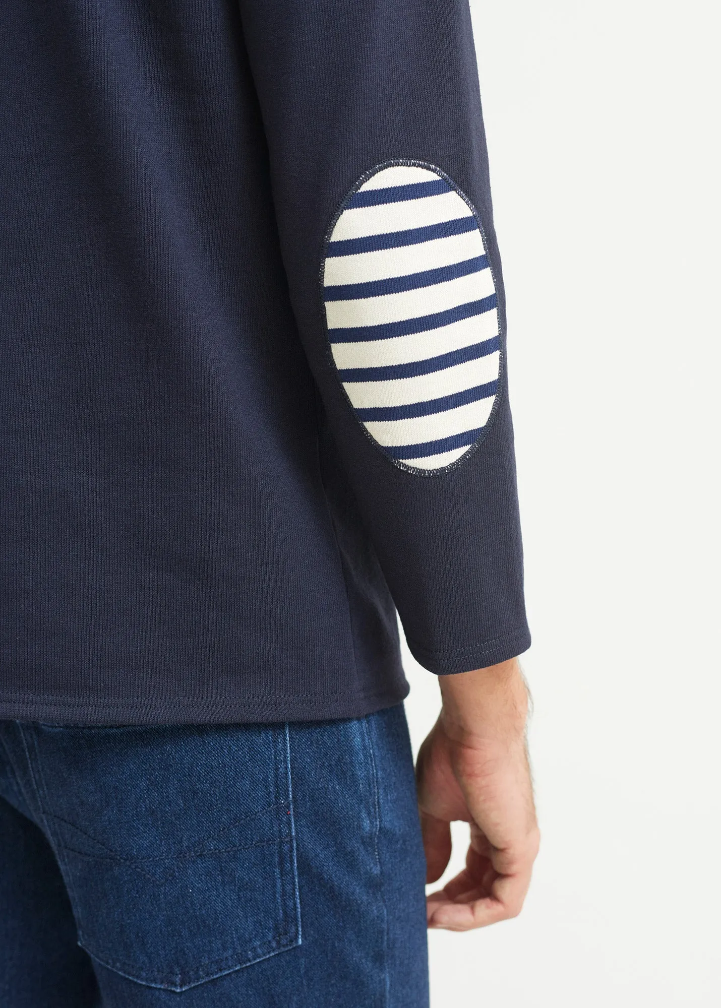 T-shirt marin col bateau Guildo -  coudires marinire, en coton pais (NAVY)