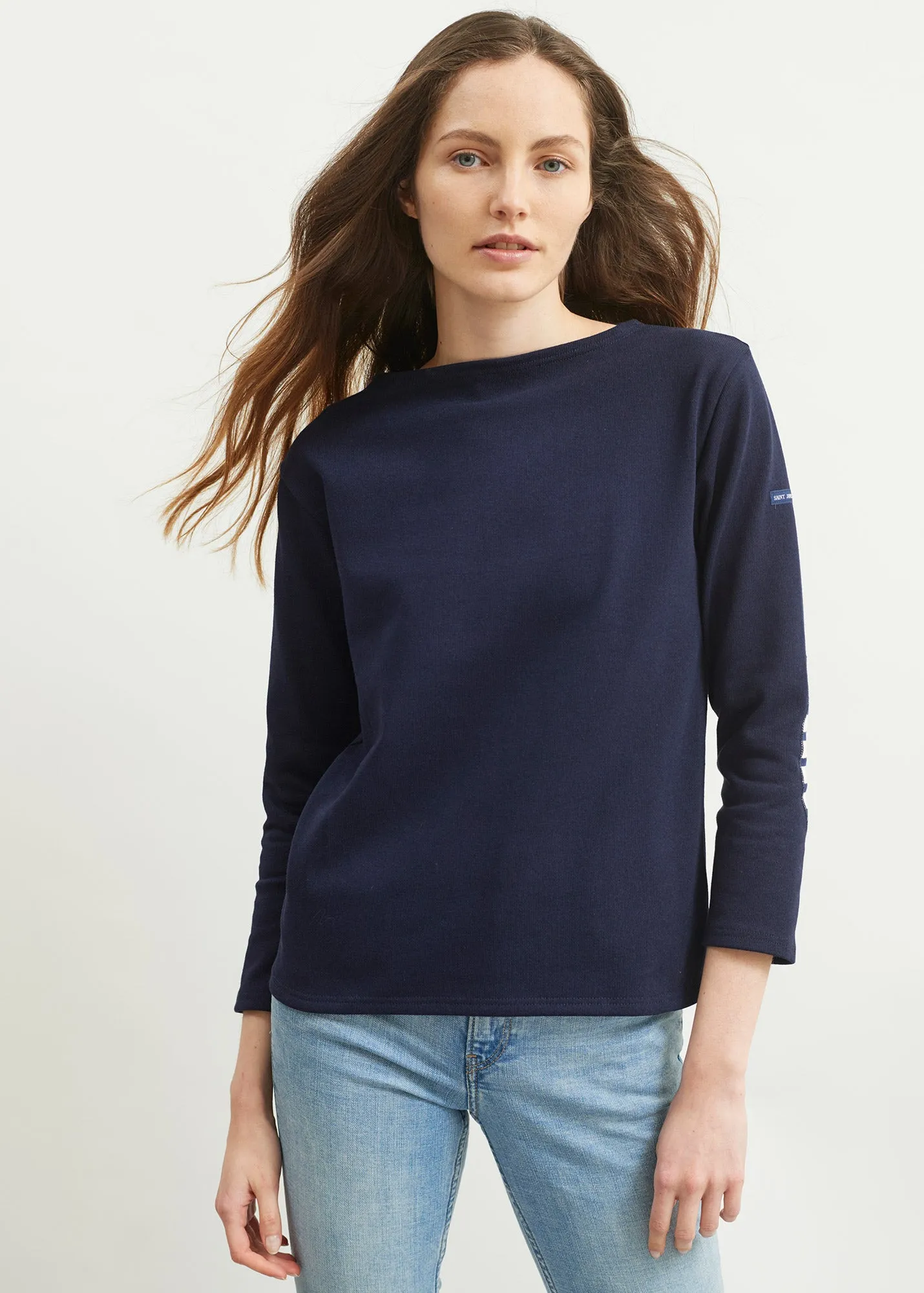 T-shirt marin col bateau Guildo -  coudires marinire, en coton pais (NAVY)