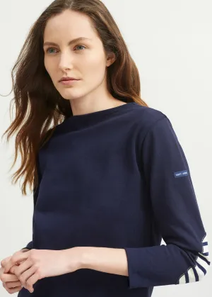 T-shirt marin col bateau Guildo -  coudires marinire, en coton pais (NAVY)