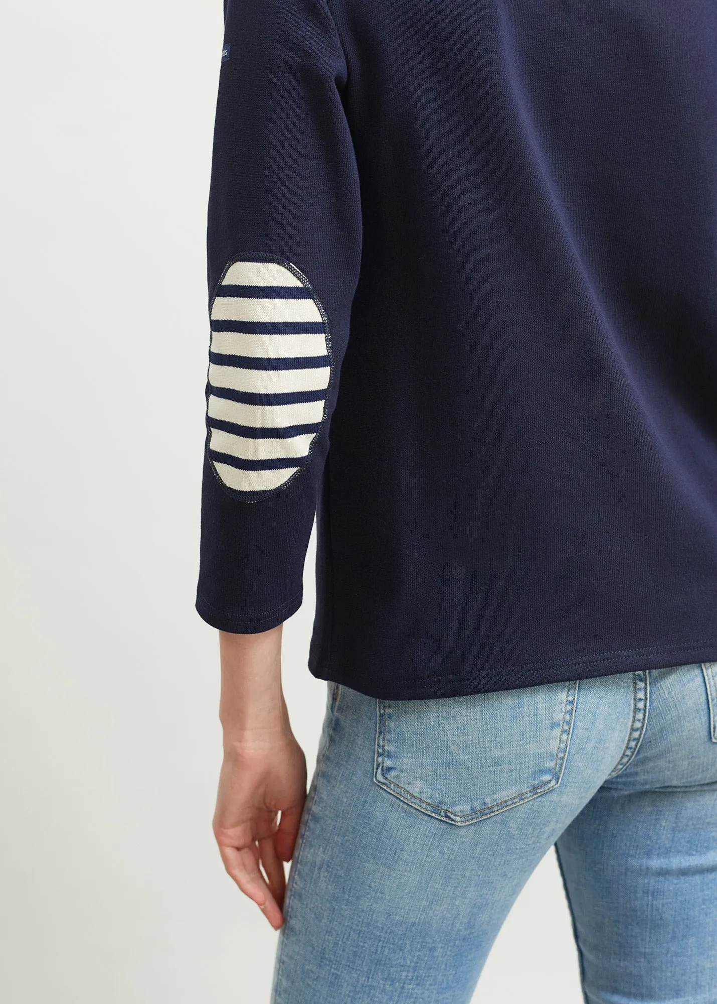 T-shirt marin col bateau Guildo -  coudires marinire, en coton pais (NAVY)