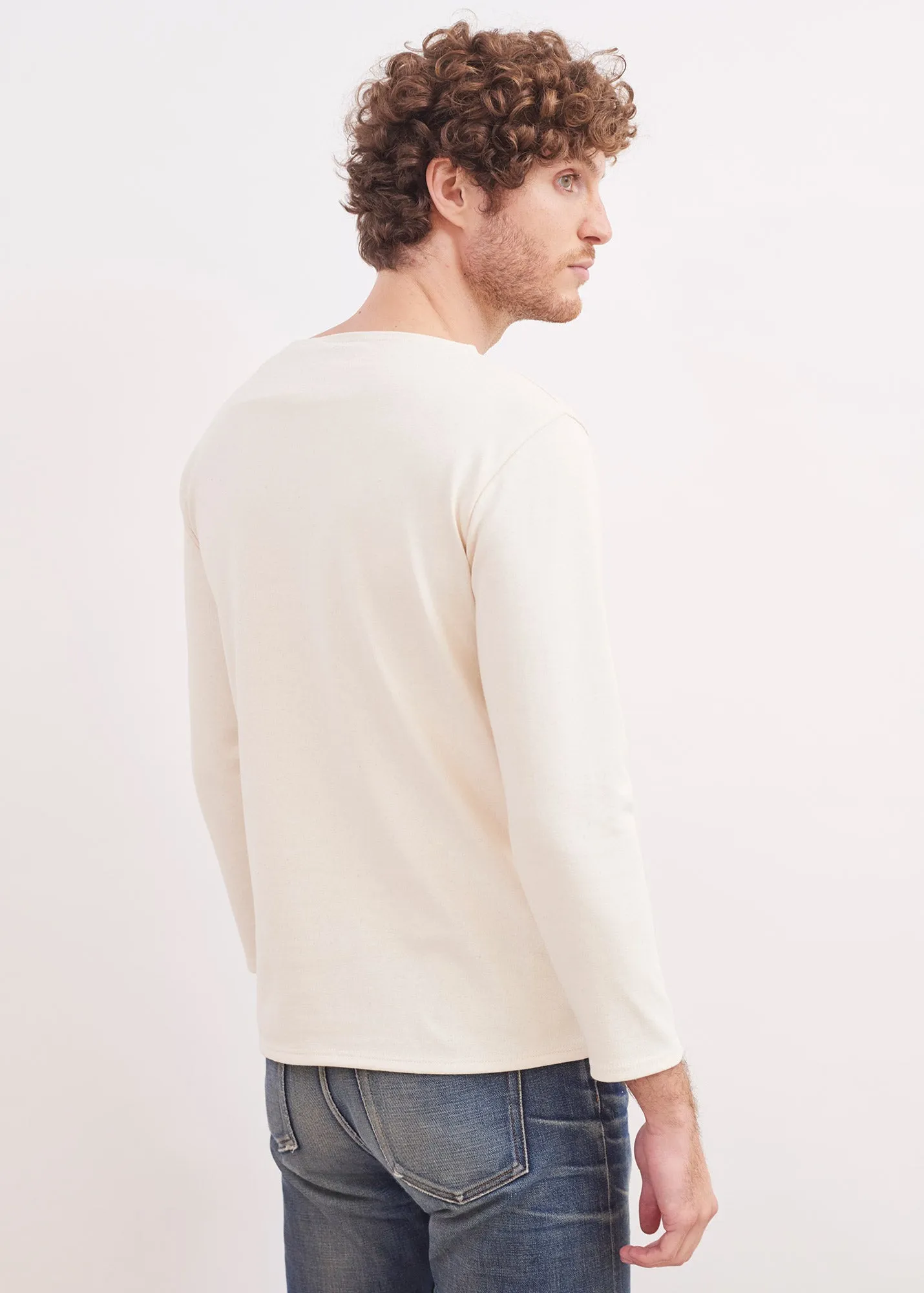 T-shirt marin Guildo - col bateau, en coton pais (ECRU)