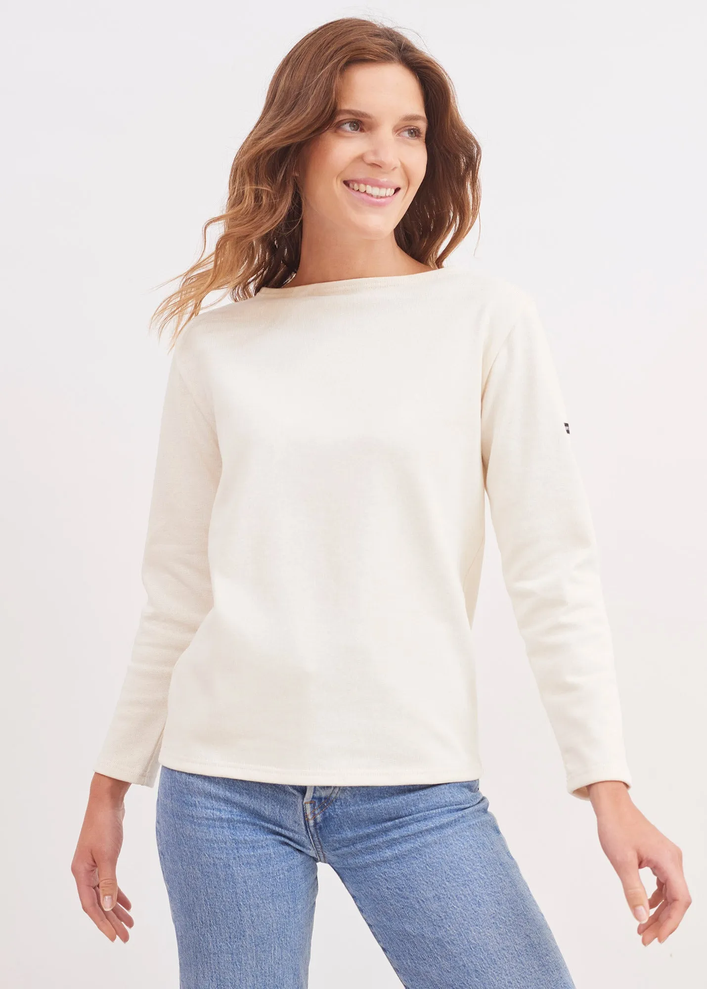 T-shirt marin Guildo - col bateau, en coton pais (ECRU)