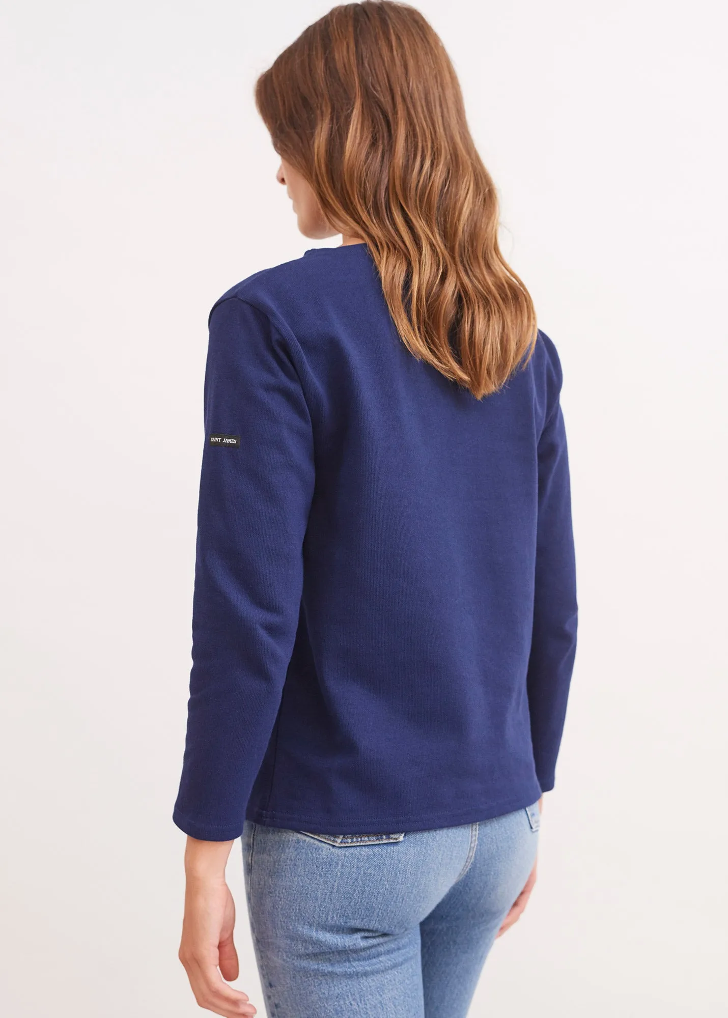 T-shirt marin Guildo - col bateau, en coton pais (MARINE)
