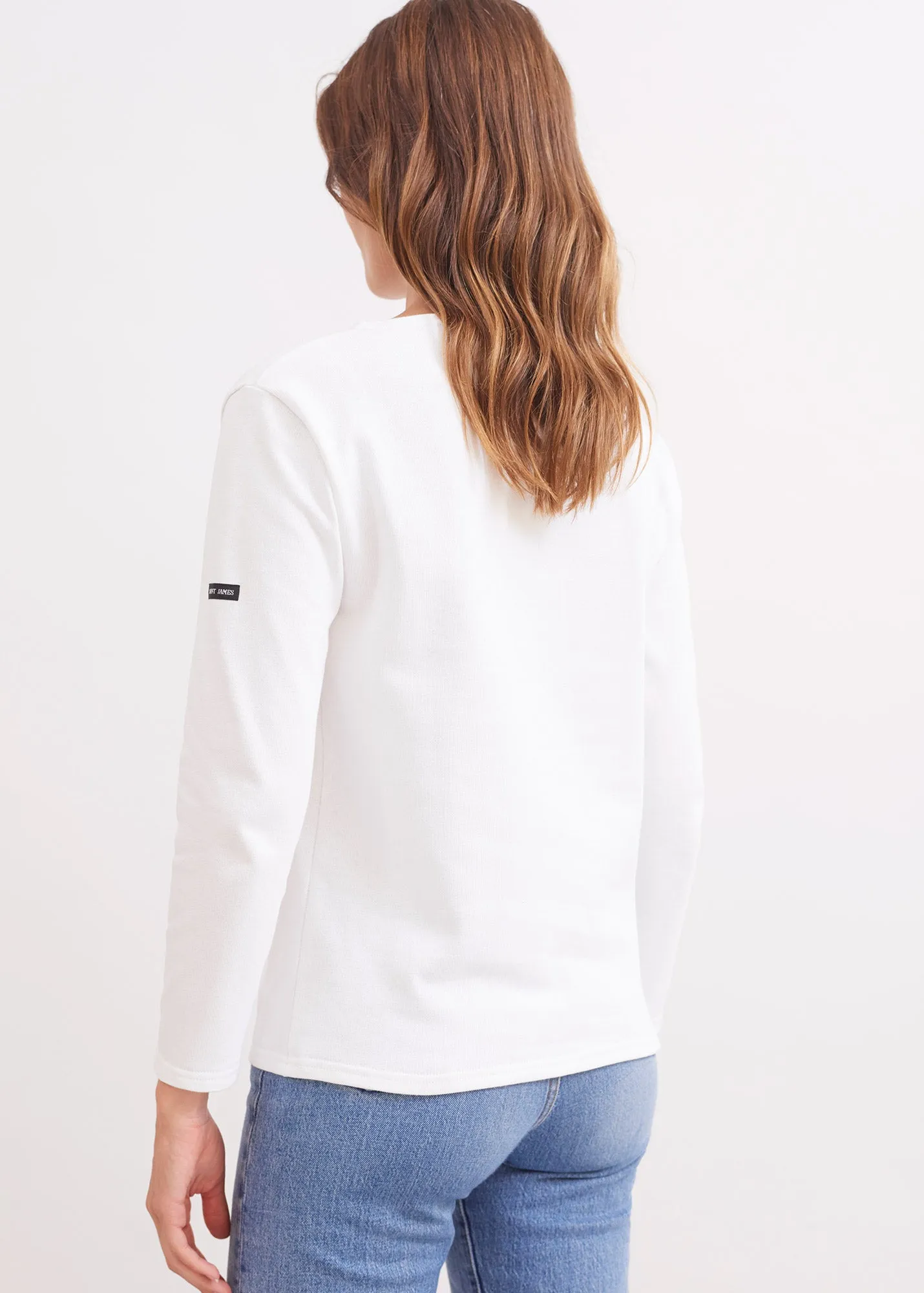 T-shirt marin Guildo - col bateau, en coton pais (NEIGE)