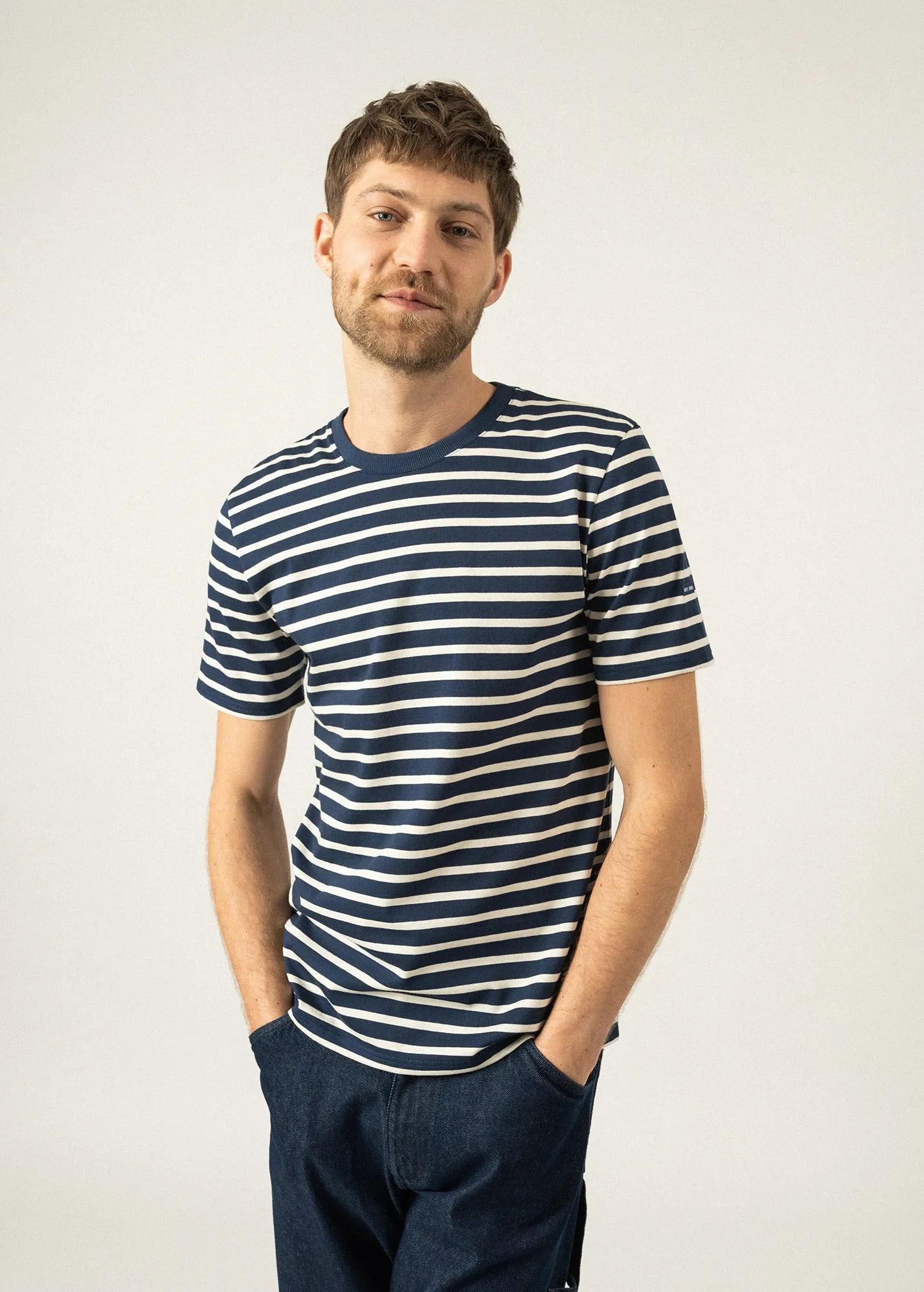 T-shirt marinire Plouider -  manches courtes, en coton lger (MARINE/ECRU)