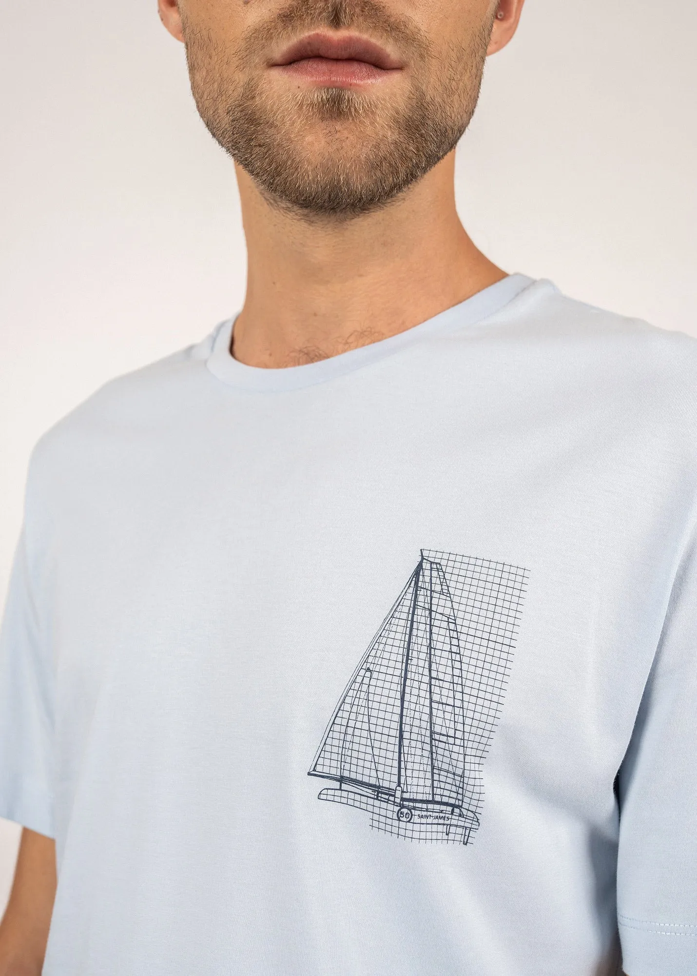 T-shirt  motif bateau Cdric - en coton Pima (CIEL)