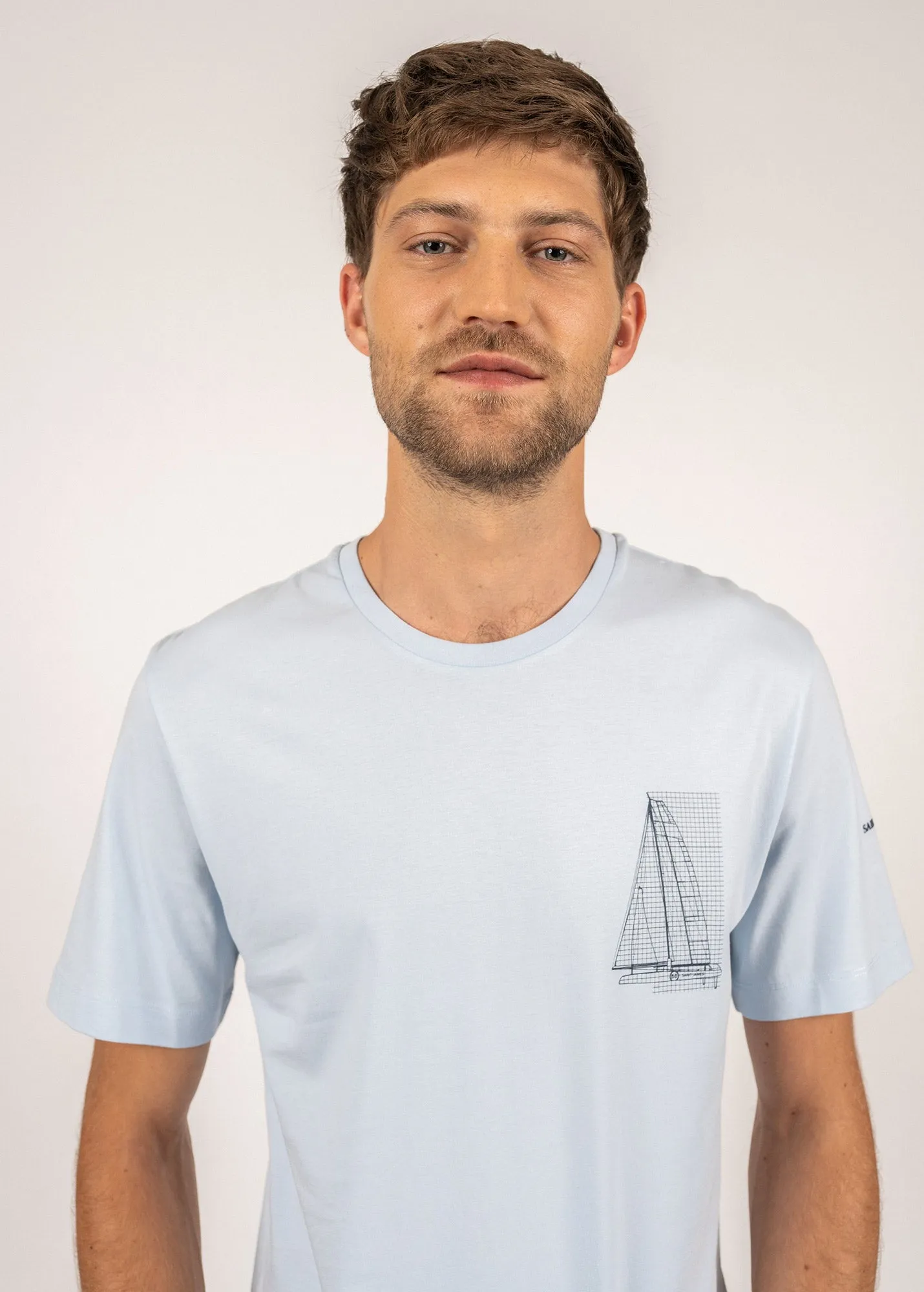 T-shirt  motif bateau Cdric - en coton Pima (CIEL)