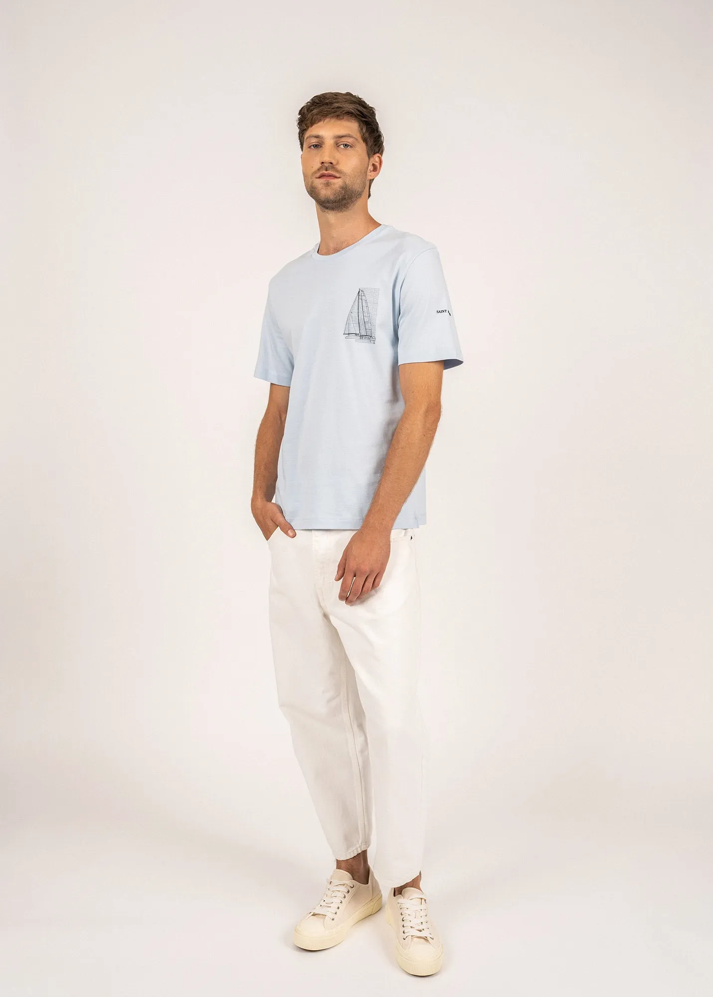T-shirt  motif bateau Cdric - en coton Pima (CIEL)