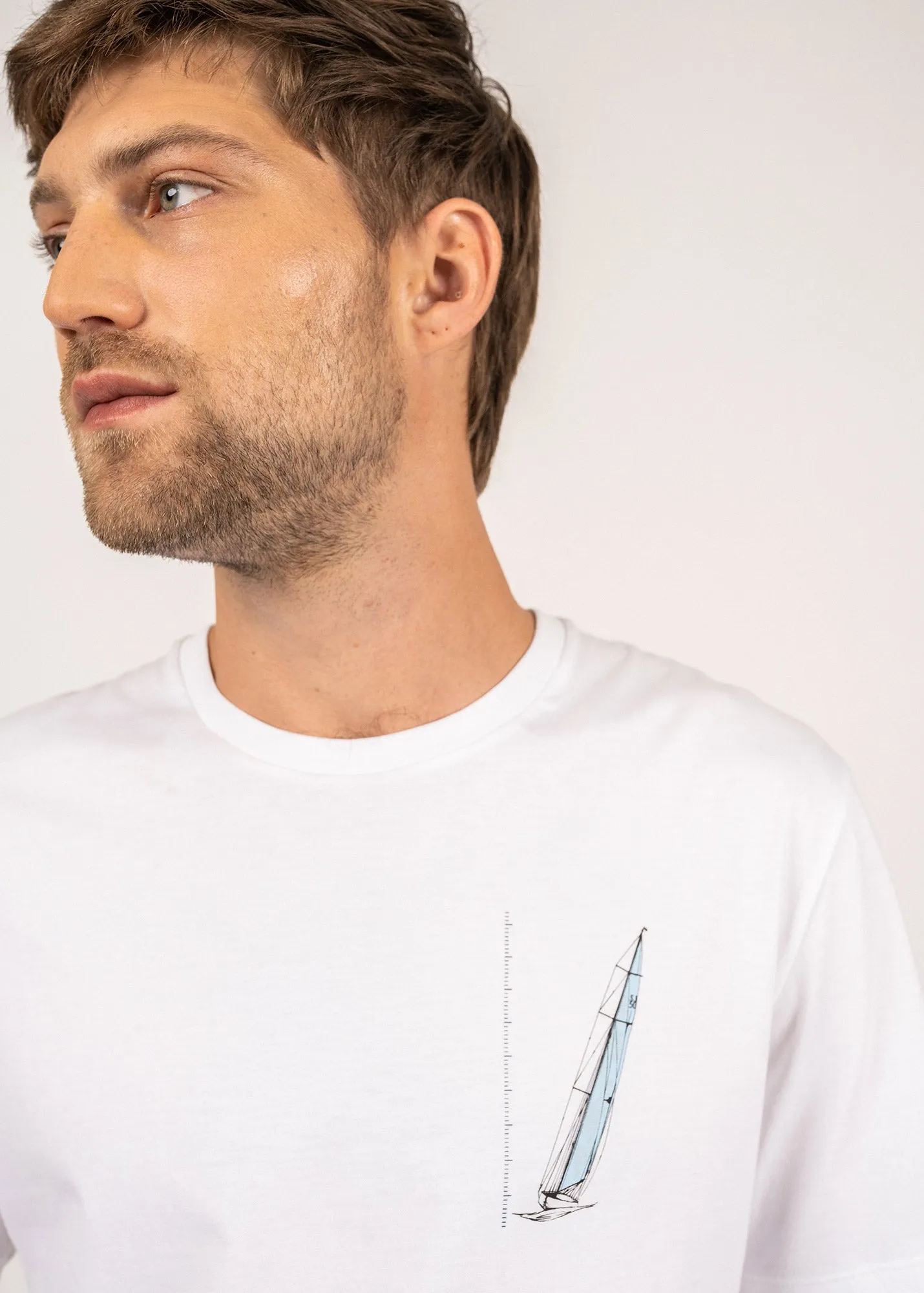 T-shirt  motif bateau Cyprien - en coton Pima (BLANC)