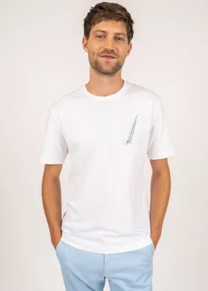 T-shirt  motif bateau Cyprien - en coton Pima (BLANC)