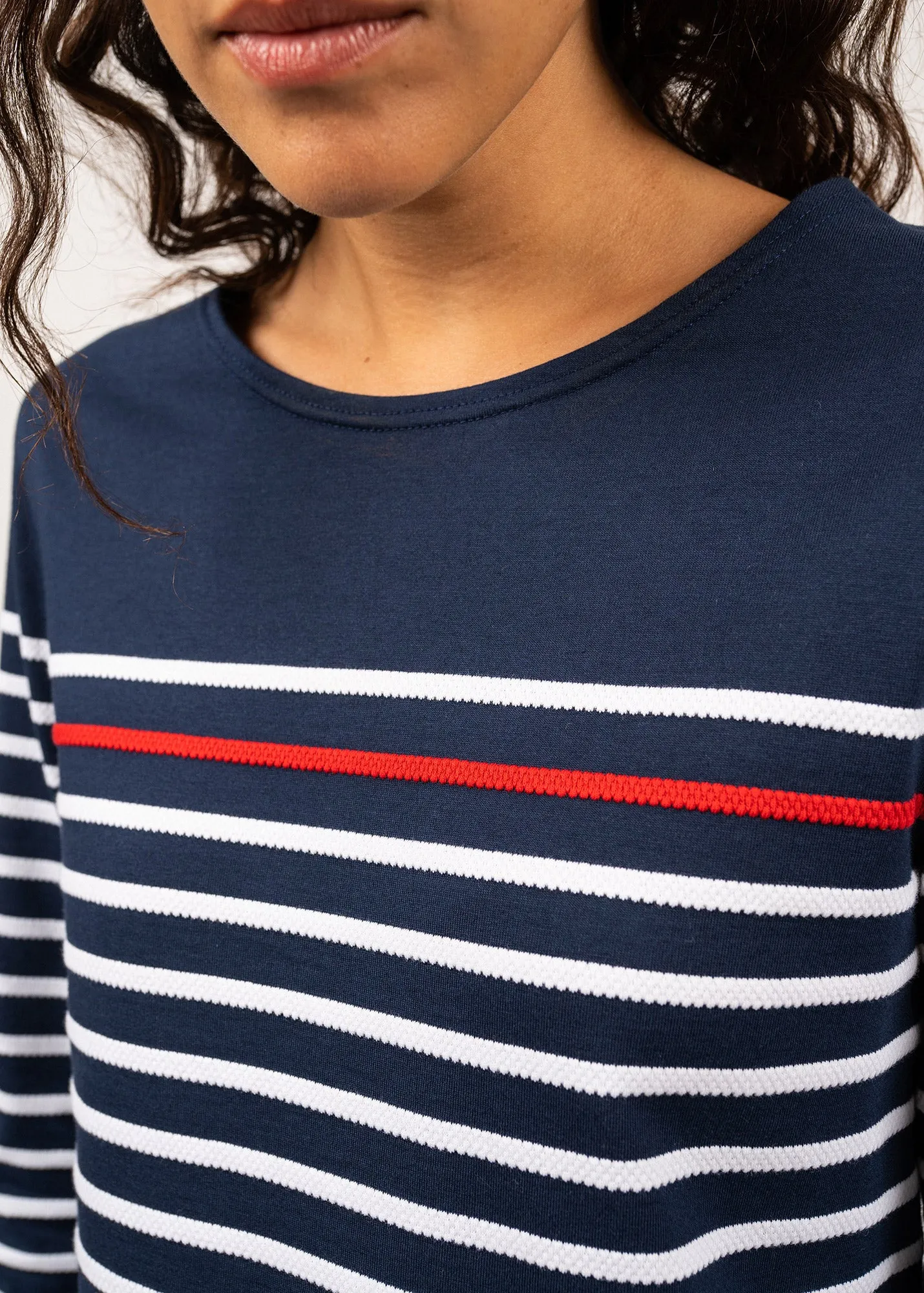 T-shirt ray Etel - en coton, rayure contraste (MARINE/NEIGE/TULIPE)