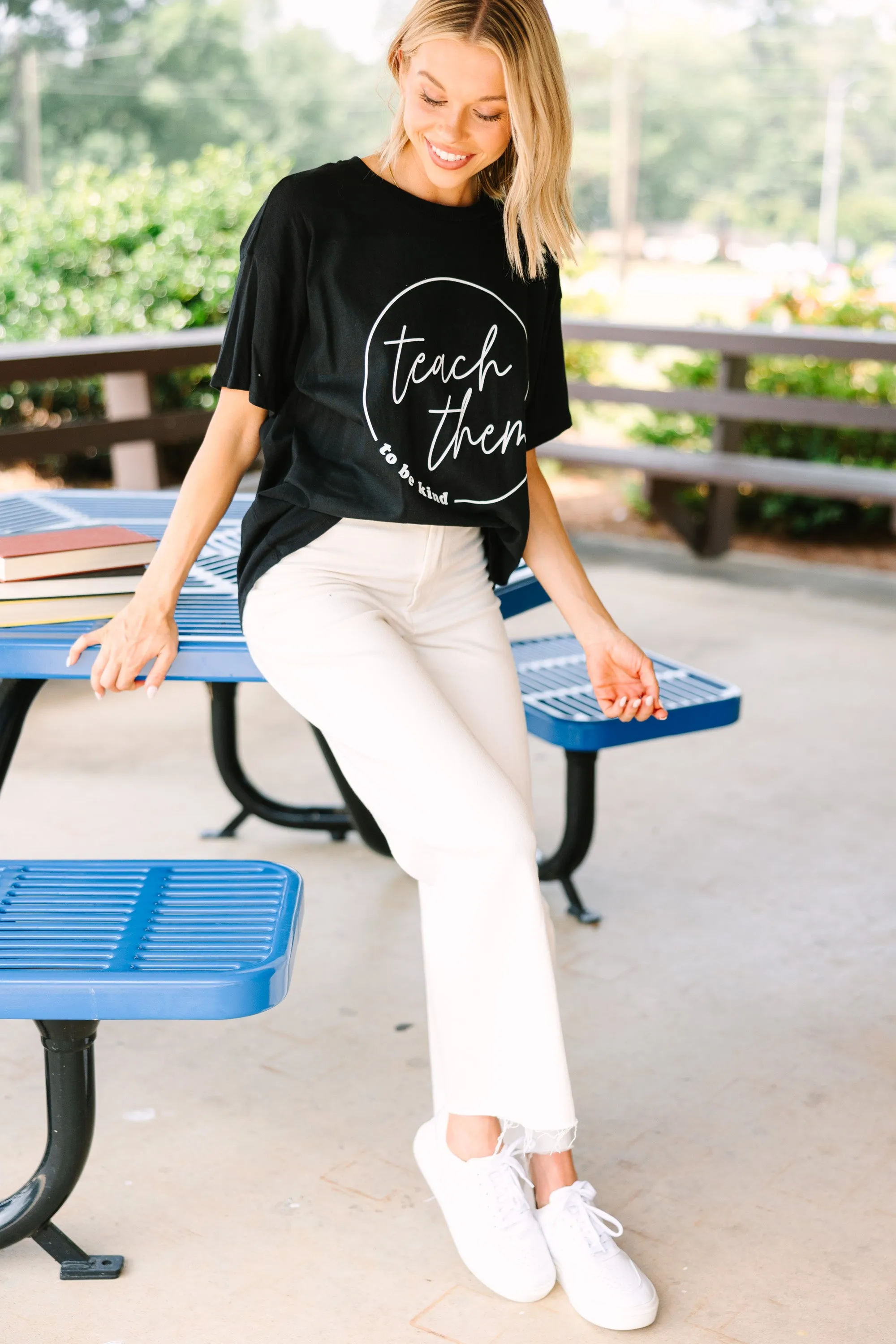 Teach Them To Be Kind Black Graphic Tee