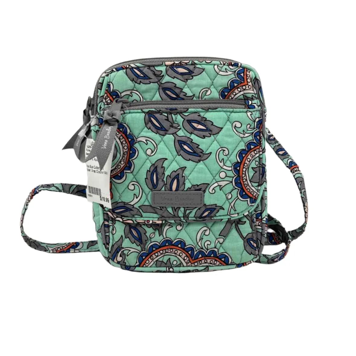 VERA BRADLEY Mint Green & Multi FAN FLOWERS Quilted Floral Mini Hipster