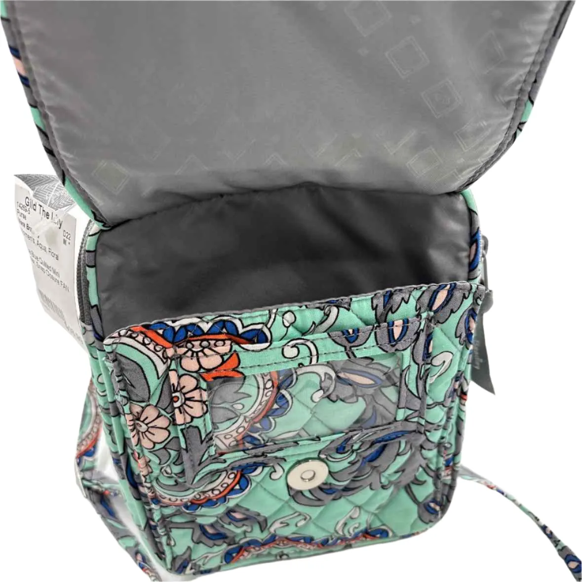 VERA BRADLEY Mint Green & Multi FAN FLOWERS Quilted Floral Mini Hipster