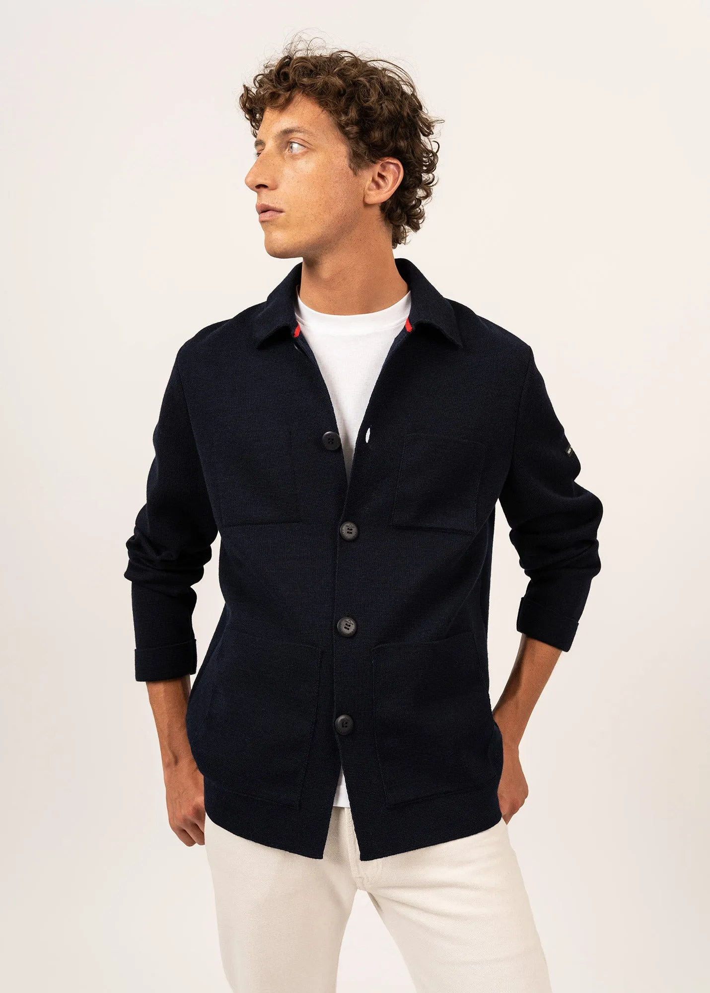 Veste boutonne Cork - en maille marine (MARINE)