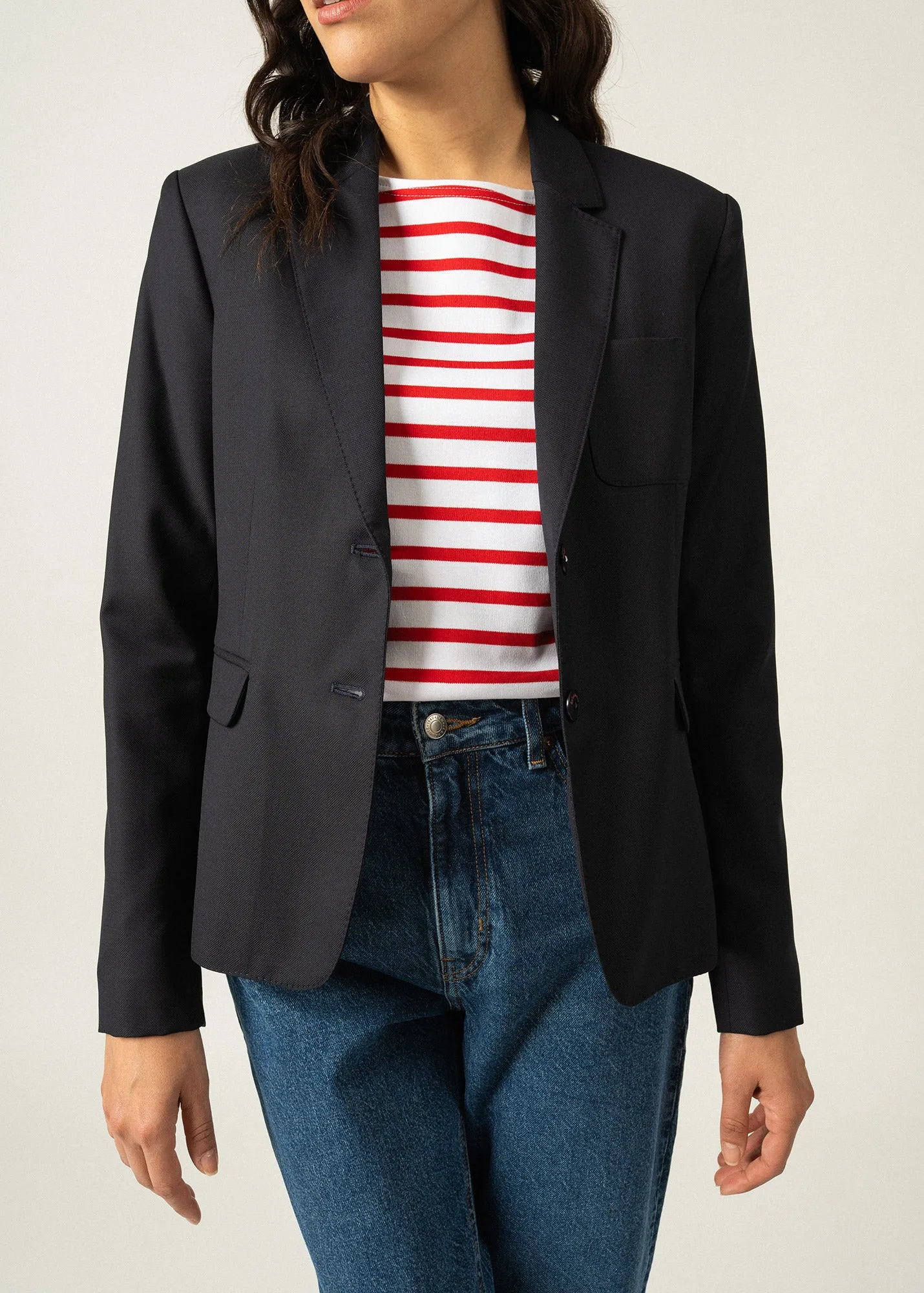 Veste de blazer Ste Ccile - en drap de laine, cintre (NAVY)