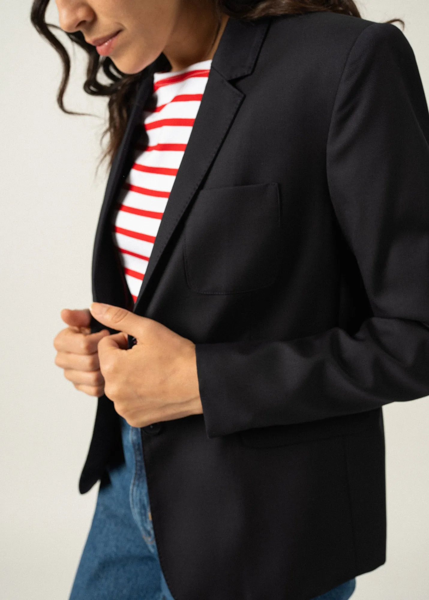 Veste de blazer Ste Ccile - en drap de laine, cintre (NAVY)