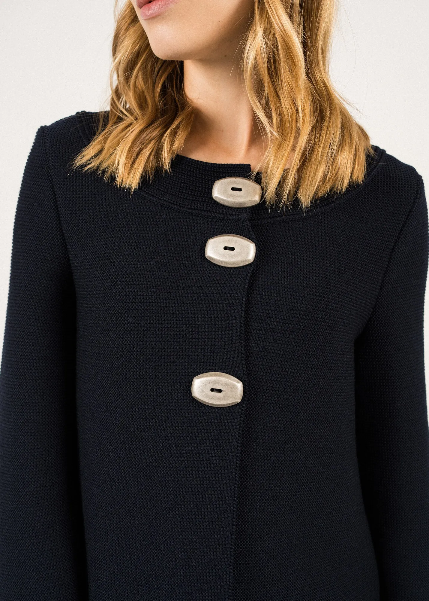 Veste en laine Adrets Rdit - en point mousse,  larges boutons (NAVY)