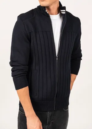 Veste en laine Calypso Rdit -  col montant (NAVY/BLANC)