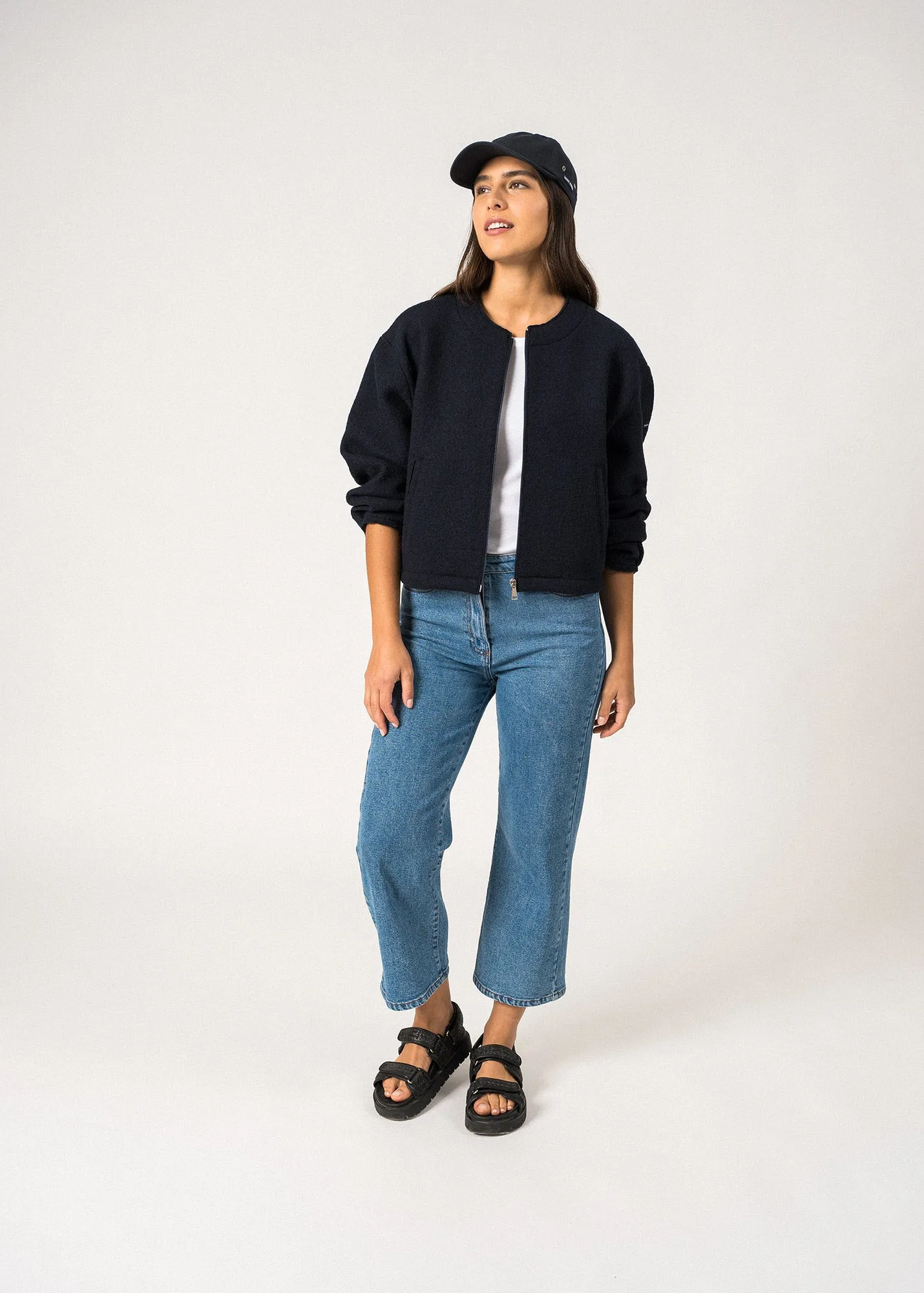 Veste zippe Narbonne - en laine bouillie (NAVY)