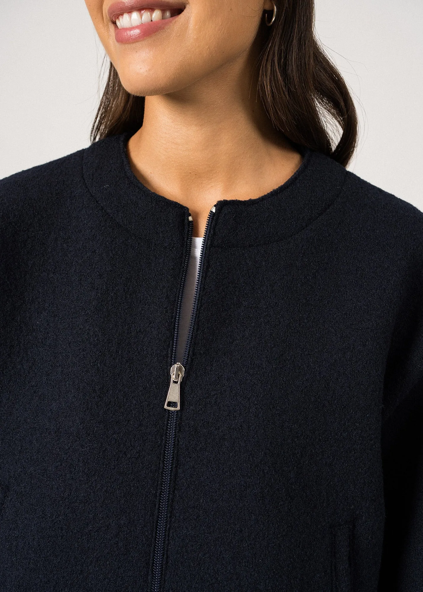 Veste zippe Narbonne - en laine bouillie (NAVY)