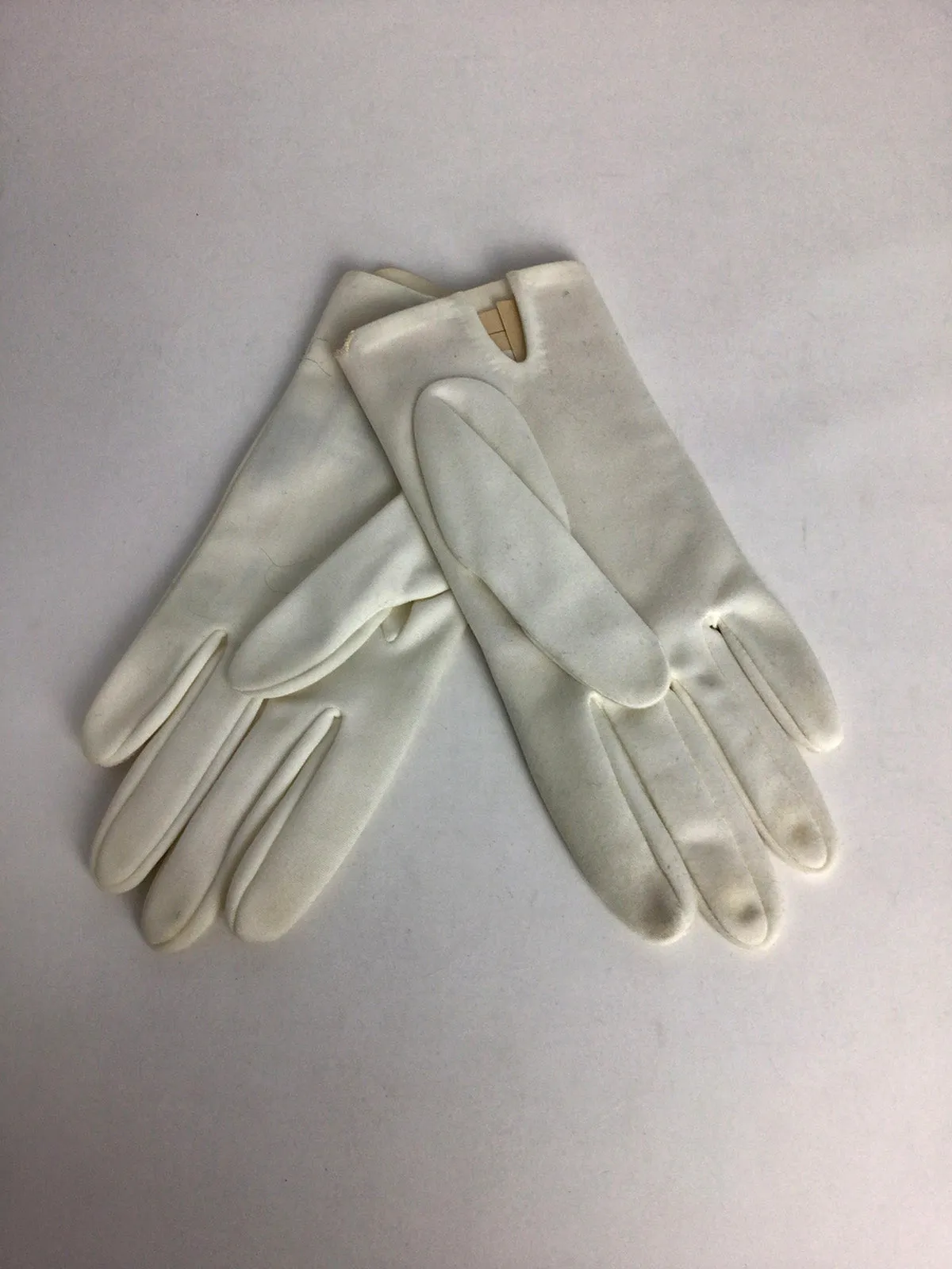 Vintage Miss Aris White Nylon Eyelet Dress Gloves DEADSTOCK