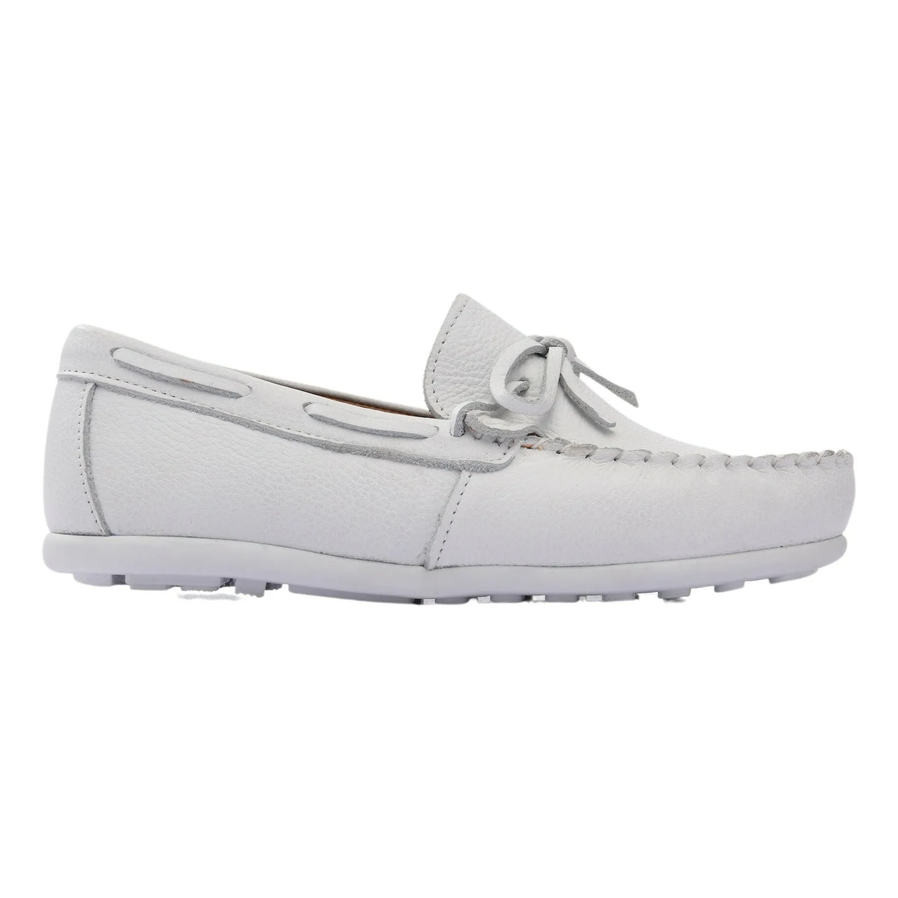 White Leather Moccasin Loafers