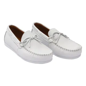 White Leather Moccasin Loafers