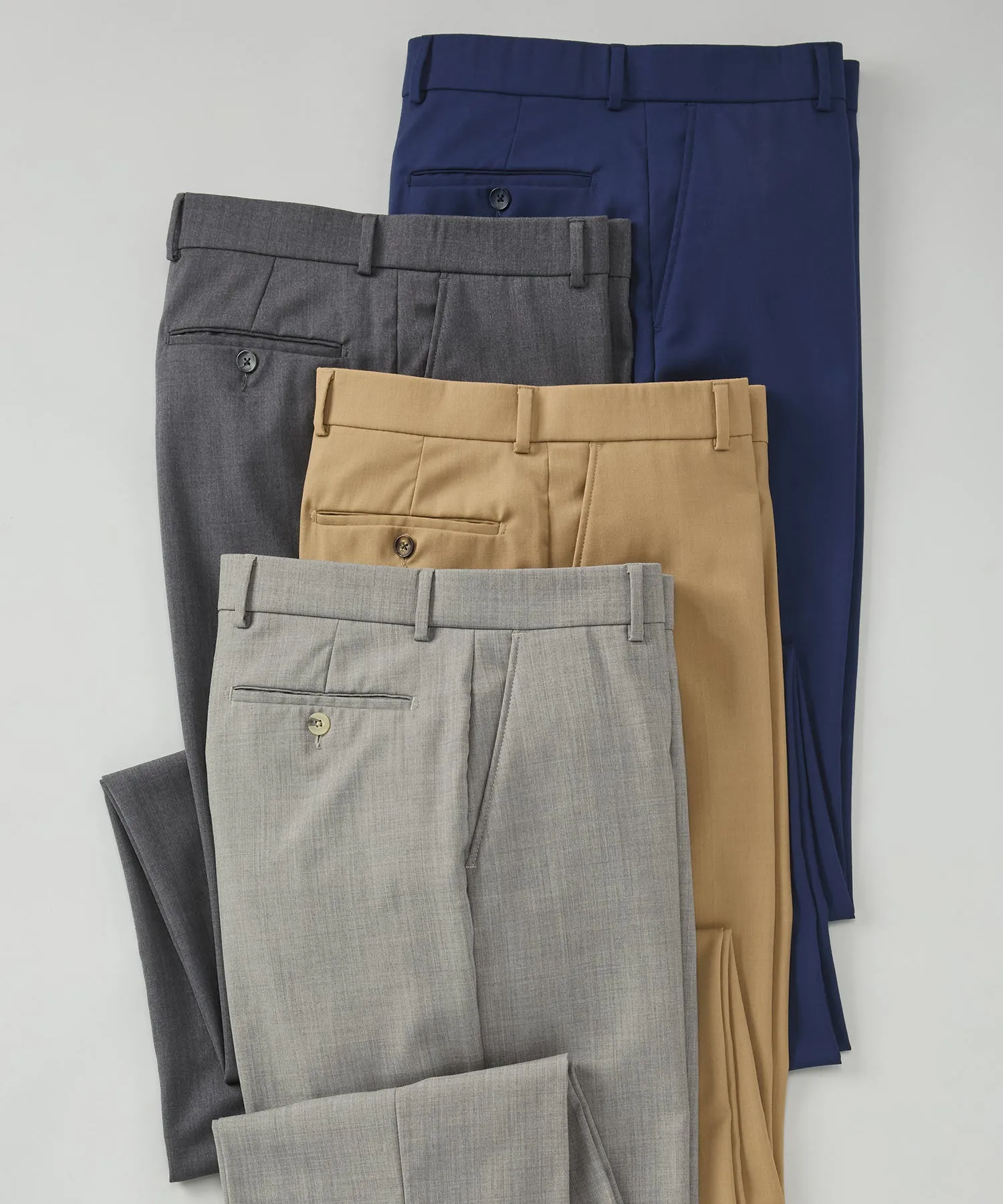 Wool Gab Flat-Front Trouser